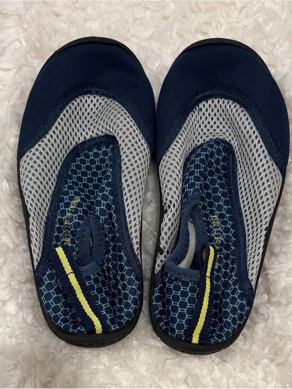 Kids Navy and Gray Water Shoes with Yellow Accent